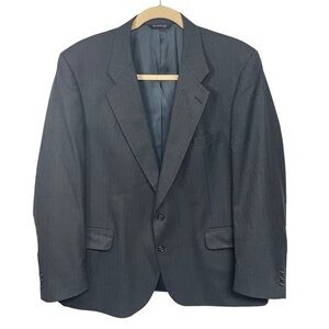Burberry Gray Pinstripe Wool Blazer Vintage 48 R